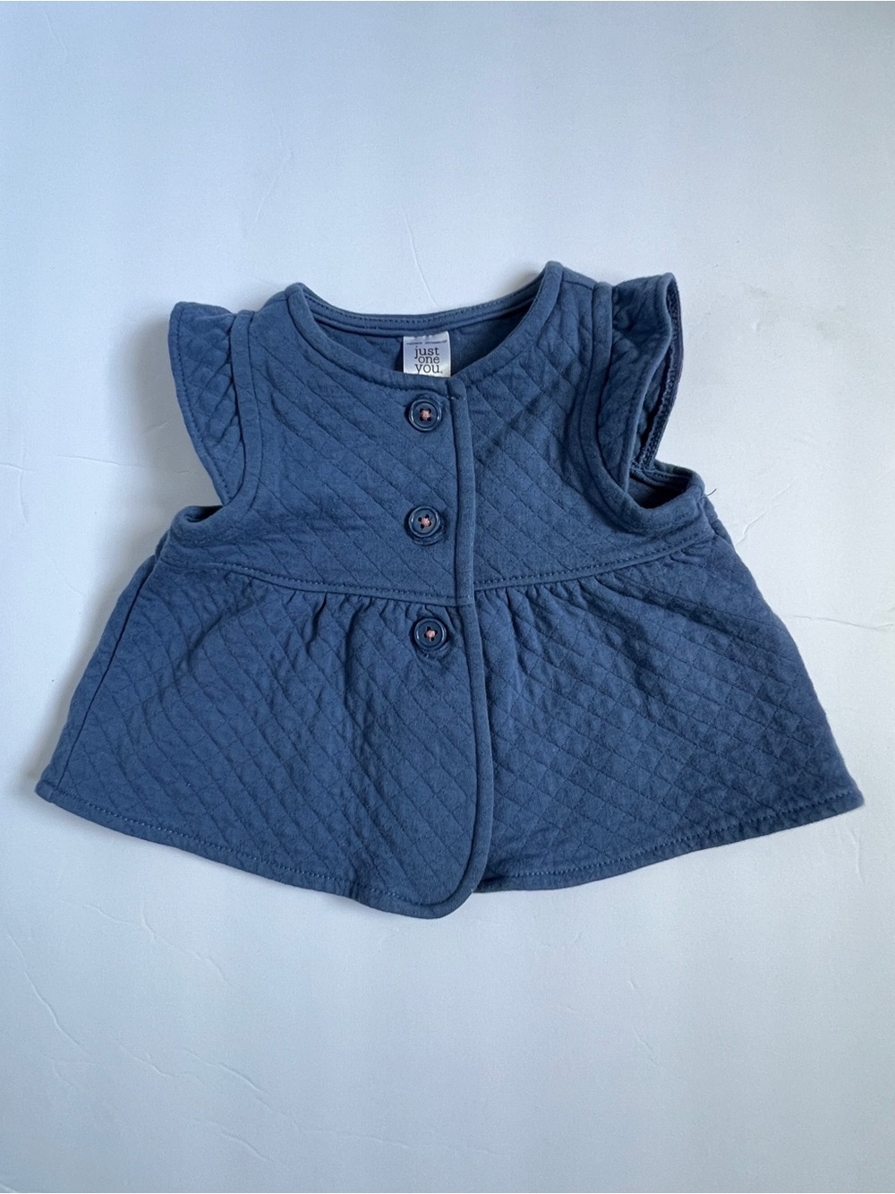 Blue Quilted Baby Dress Vest